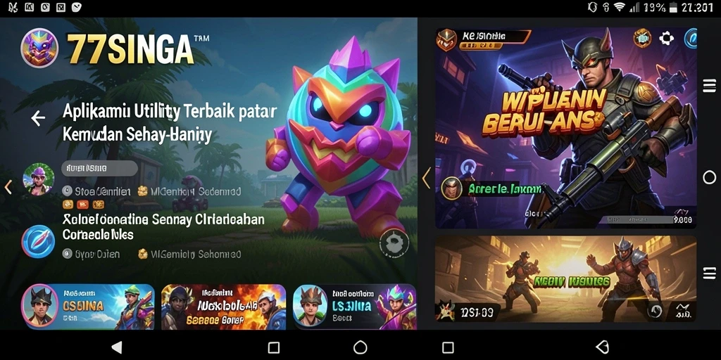Tampilan utama aplikasi 77SINGA dengan berbagai fitur Utility.