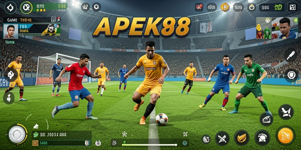 Tampilan gameplay menarik dari APEK88 di lapangan sepak bola.