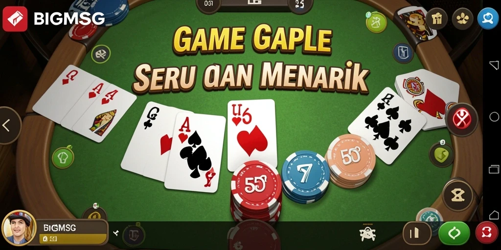 Screenshot dari gameplay Gaple yang menegangkan di BIGMSG.