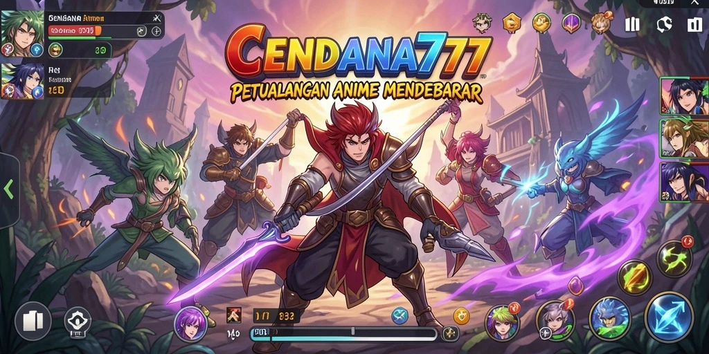 Tampilan gameplay CENDANA777 dengan karakter anime yang menarik.