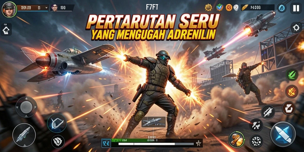 Tampilan seru dari gameplay F7F7 dengan pertarungan intens.