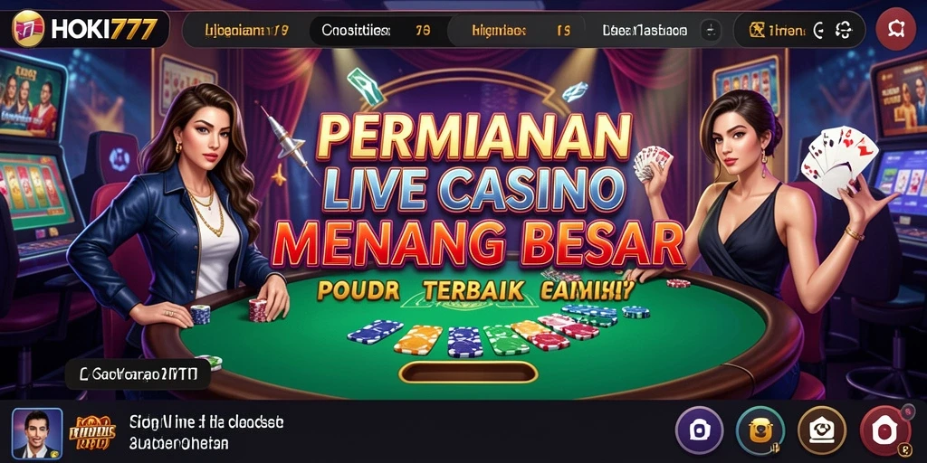 Tampilan gameplay HOKI777 saat permainan Live Casino berlangsung.