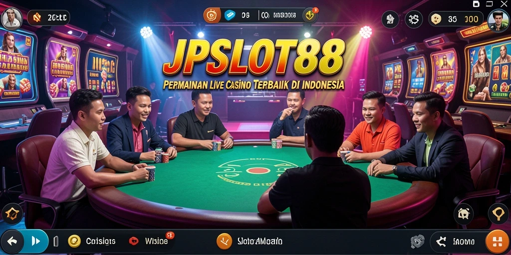 Screenshot JPSLOT88 menampilkan dealer langsung dan permainan kasino yang seru.