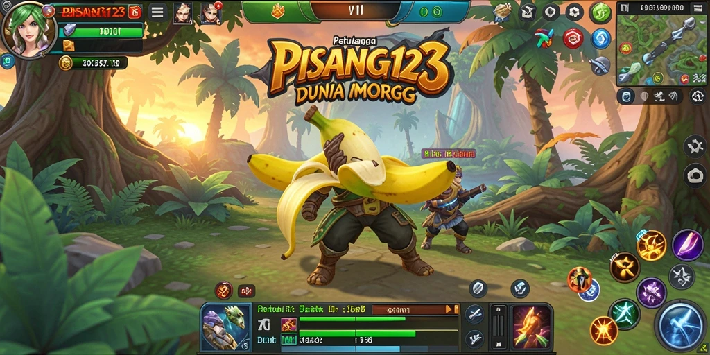 Tampilan grafis menawan dari gameplay PISANG123 di dunia MMORPG.