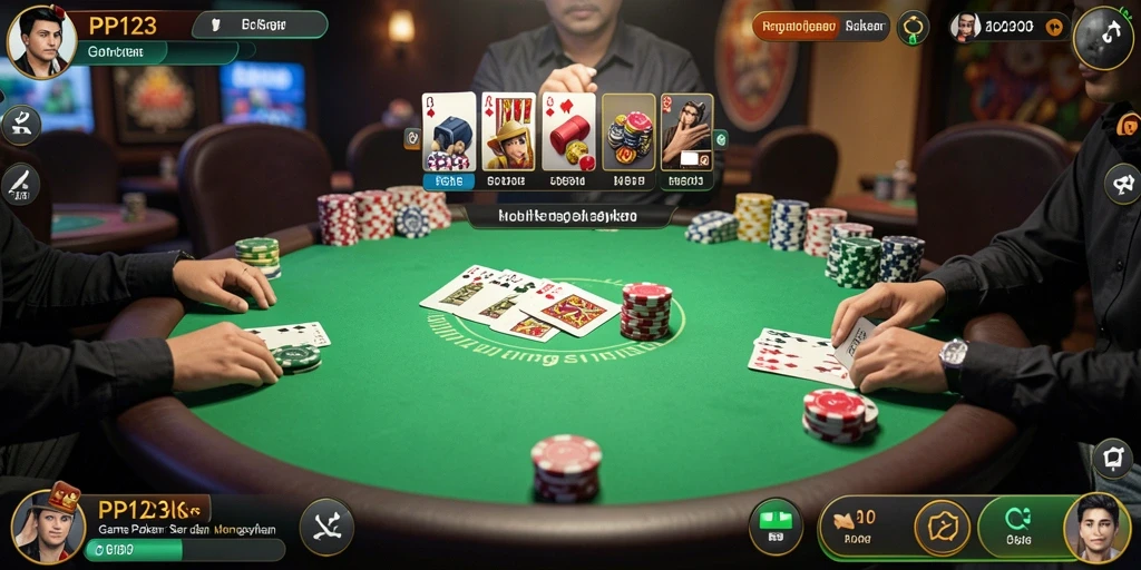 Tampilan gameplay Poker yang seru dan mendebarkan.