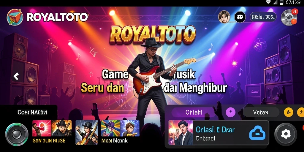 Tampilan gameplay seru dalam ROYALTOTO yang menghadirkan musik interaktif.