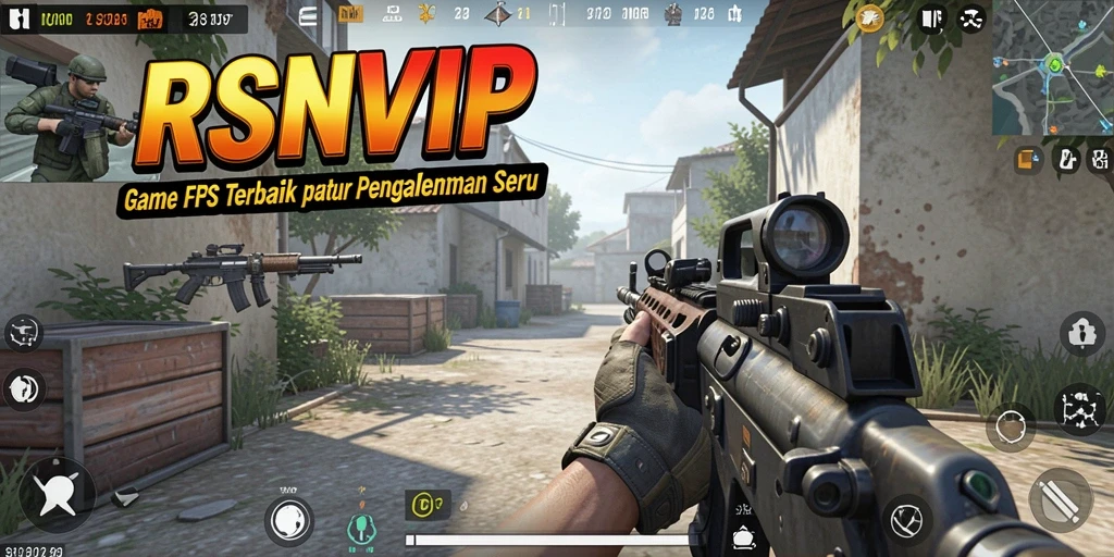 Tangkapan layar utama <strong>RSNVIP</strong> menunjukkan aksi menembak yang mendebarkan dalam pertandingan FPS.