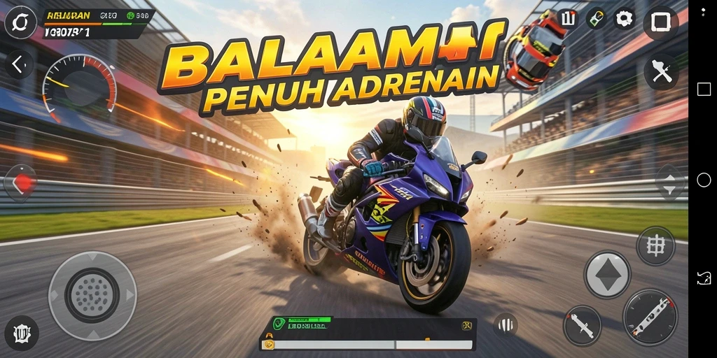 Tampak gameplay balapan motor yang seru di V87.