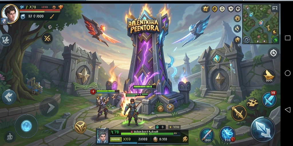 Tampilan gameplay menakjubkan dalam X78 berfokus pada strategi pertahanan menara.